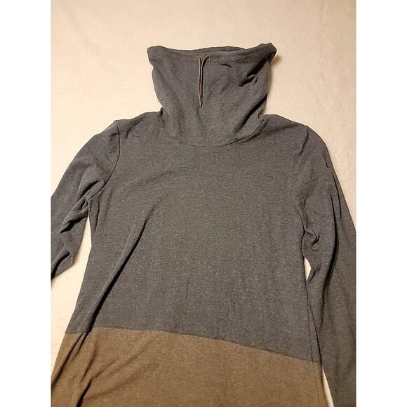 MARLEYLILLY  Large Two-tone  Pull Over Cowl Neck Hoodie Gray And Brown - Picture 2 of 5